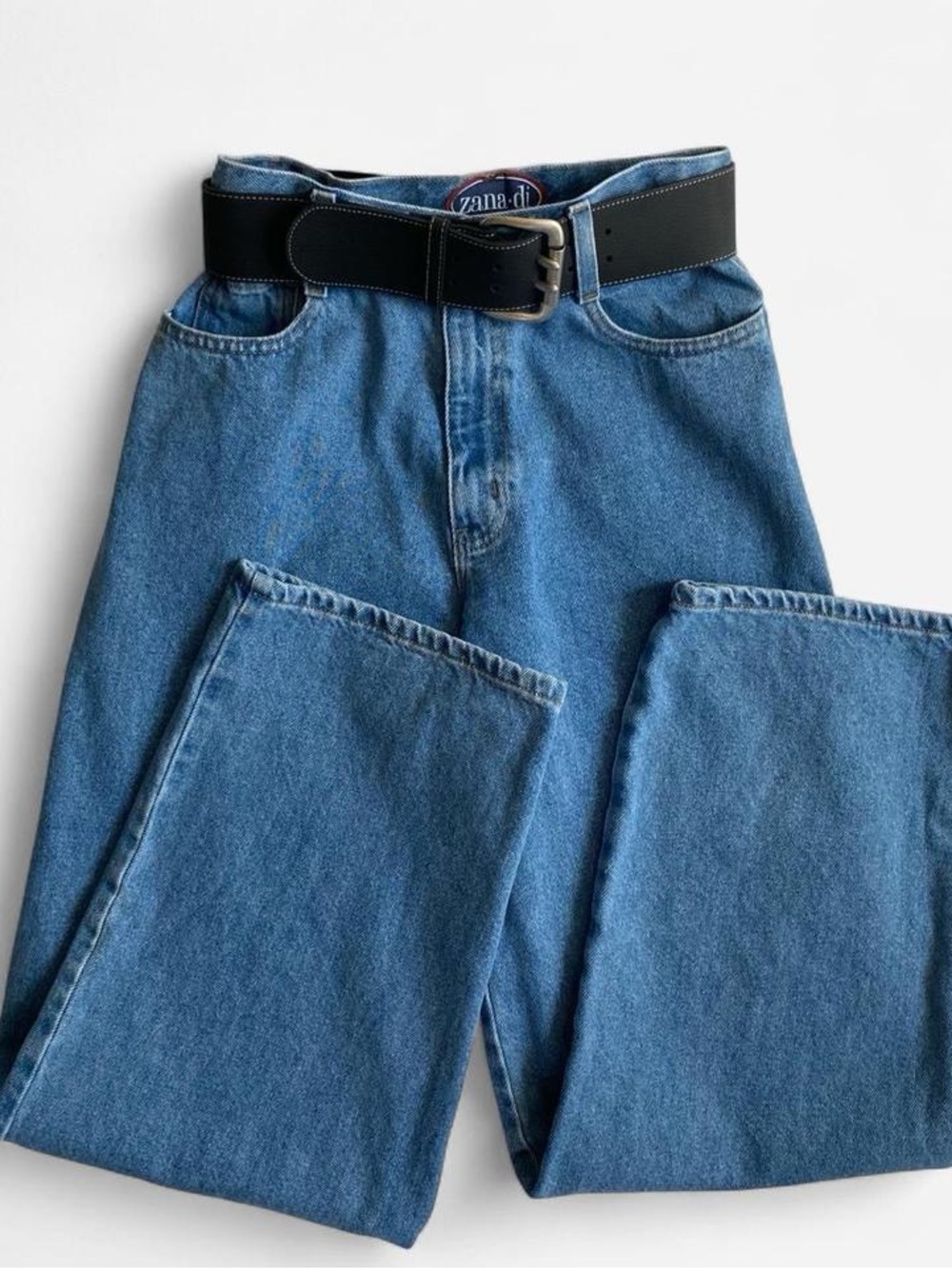 Vintage 90s Zana Di blue denim baggy jeans w/belt